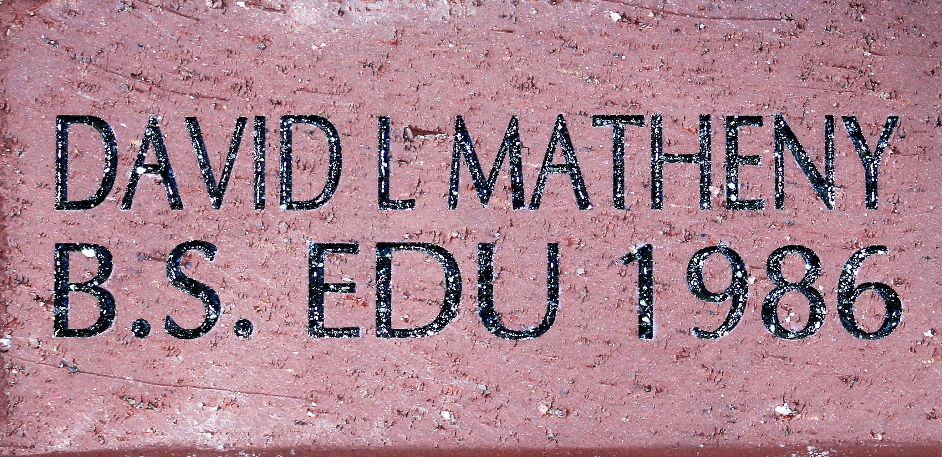 DAVID L MATHENY B.S. EDU 1986