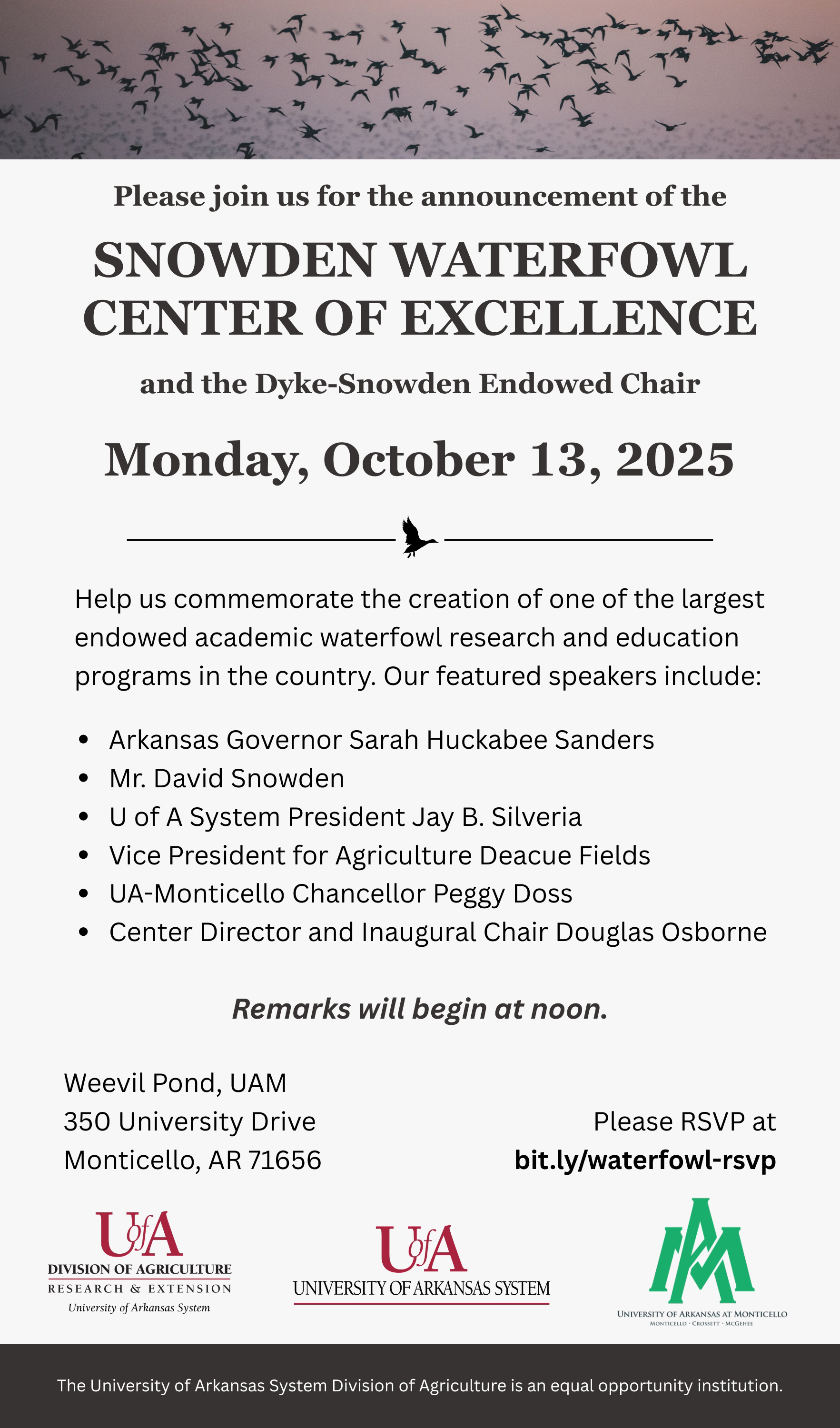 Snowden Waterfowl Center Invite